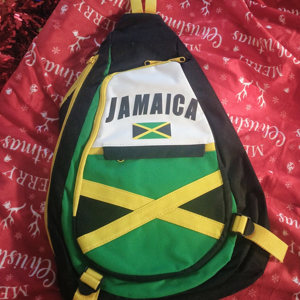Jamaica Themed Black and Green Sling Bag